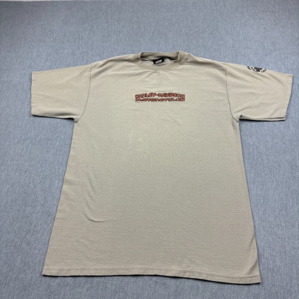 VTG Harley Davidson T Shirt Mens M Beige Van Nuys California Motorcycle USA Made